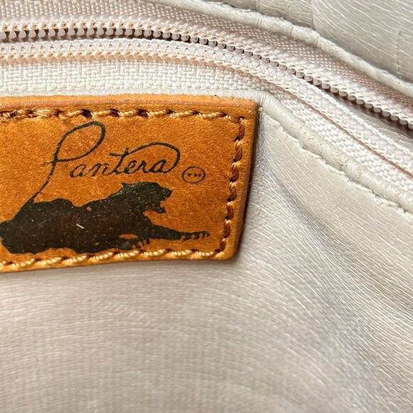 Pantera Women's Tan Woven Genuine Leather Shoulder Crossbody Purse Shoulder Bag - Picture 12 of 12